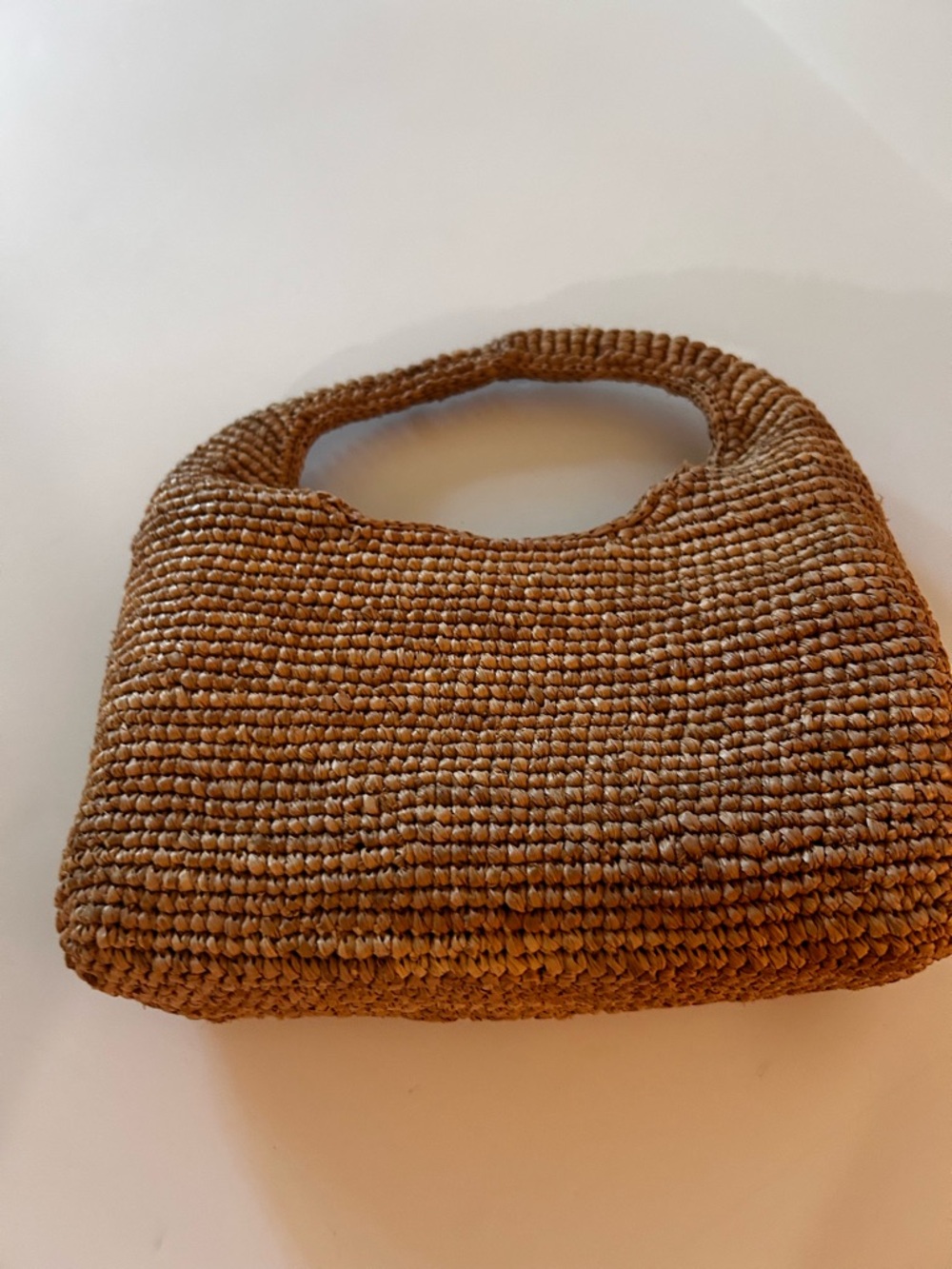 Woven Brown Mini Handbag with Top Handle 9” x  9”